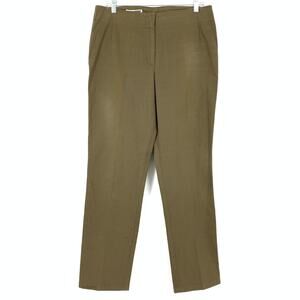 JIL SANDER Pants Women's Size 42 US 12 Flat Front Casual Dress Slim Leg Olive